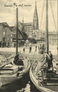 sweden, LYSEKIL, Hamnen, Harbour with Fishing Boats (1913) Postcard