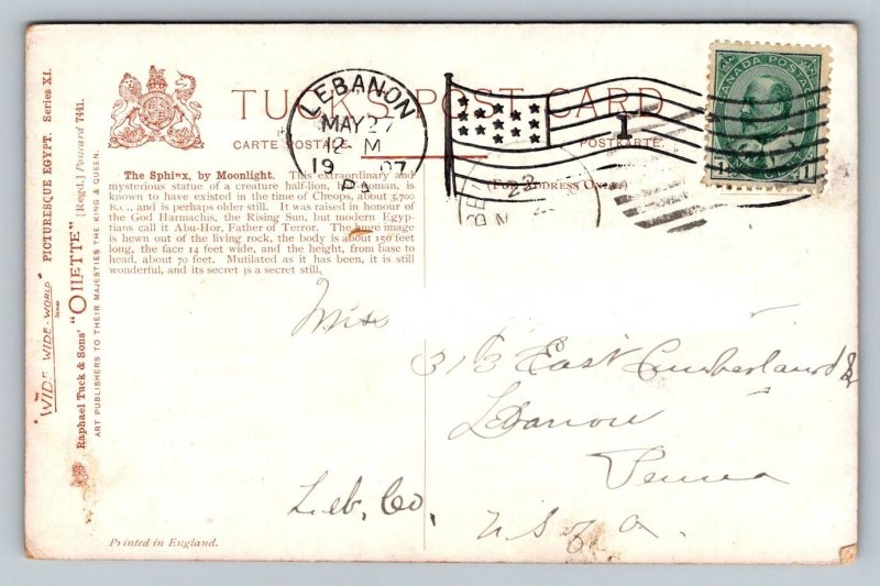 1907  The Sphinx  Egypt   Postcard