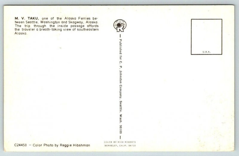 MV  Taku  Alaska Ferries  Postcard