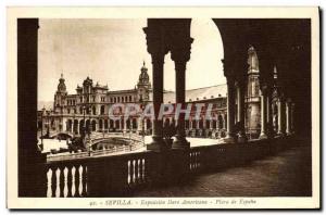 Old Postcard Sevilla Exposicion Ibero Americana Plaza de Espana