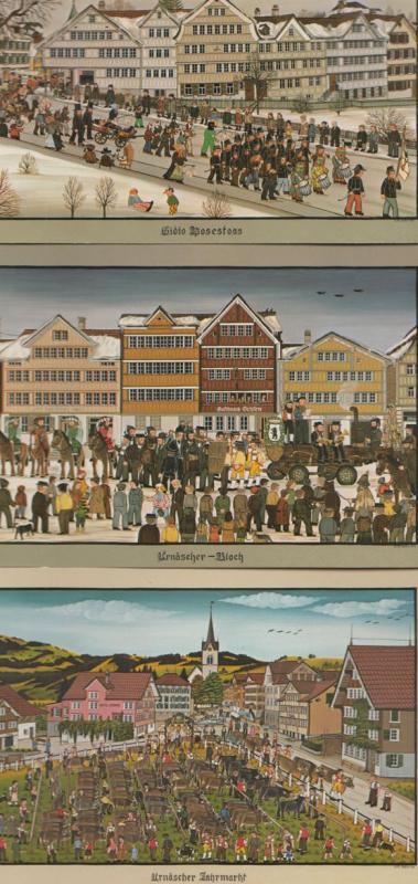Urnasch Brauchtum Museum 3x Germany Cattle Markets Beer Set Of Postcard s