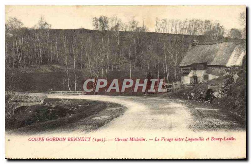 Postcard Old Cars Tour d & # 39Auvergne cut Gordon Bennett 1905 Michelin Circ...