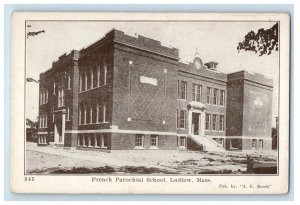 c1910's French Parochial School Ludlow Massachusetts MA Antique Postcard