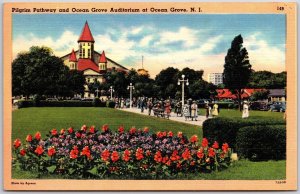 1953 Pilgrim Pathway and Ocean Grove Auditorium New Jersey NJ Posted Postcard