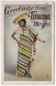 Greetings from Tijuana Mexico Women wearing Sombrero Hat & 