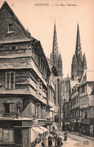 Vintage Postcard La Rue Kereon Historical Landmark Quimper France