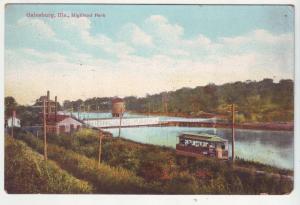 P955 old card neat view highland park river etc galesburg illinois