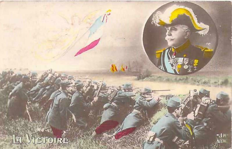 WWI French Patriotic - La Victoire - Color Tinted Vintage Postcard Used