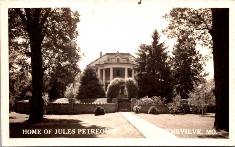 Real Photo Postcard Home of Jules Petrequin in Ste. Genevieve, Missouri