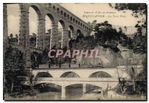 Old Postcard Environs of Aix en Provence Roquefavour Three Bridges train