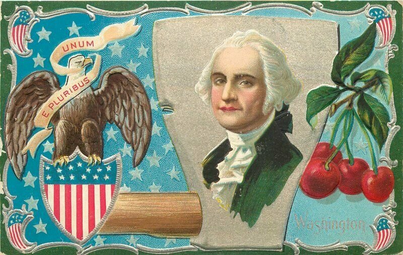 Artist impression Patriotic President Washington Birthday Postcard 8781