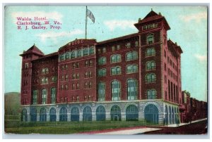 Clarksburg West Virginia WV Postcard Waldo Hotel Building Scene Street 1913