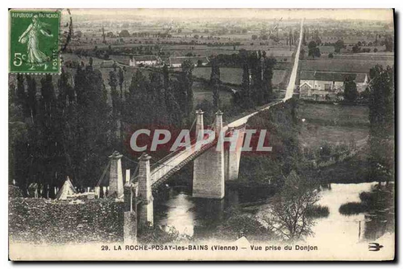 Old Postcard La Roche Posay Vienne les Bains Dungeon taking view