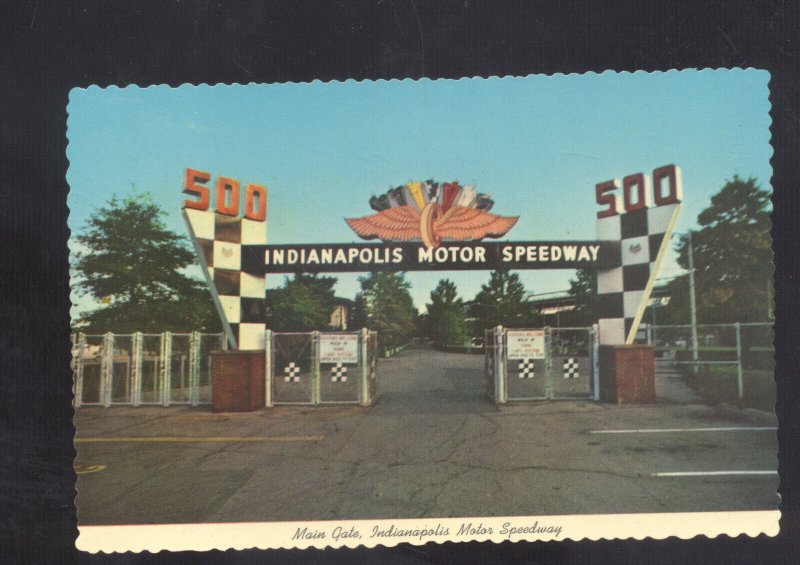 INDIANAPOLIS 500 CAR RACE RACE TRACK MAIN GATE ENTRANCE POSTCARD