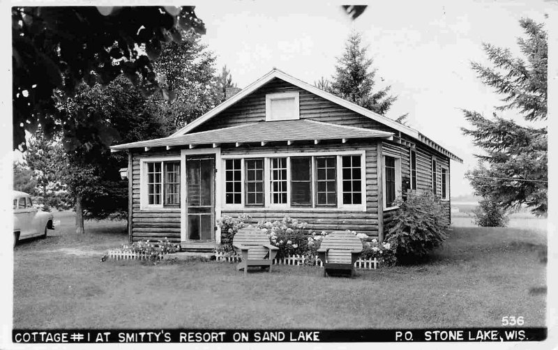 Smitty's Resort Cottage Sand Lake Stone Lake Wisconsin 1953 Real Phot0 postcard