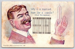 Dutch Man Asking Why Is A Married Man Like A Candle? Comic Posted Postcard