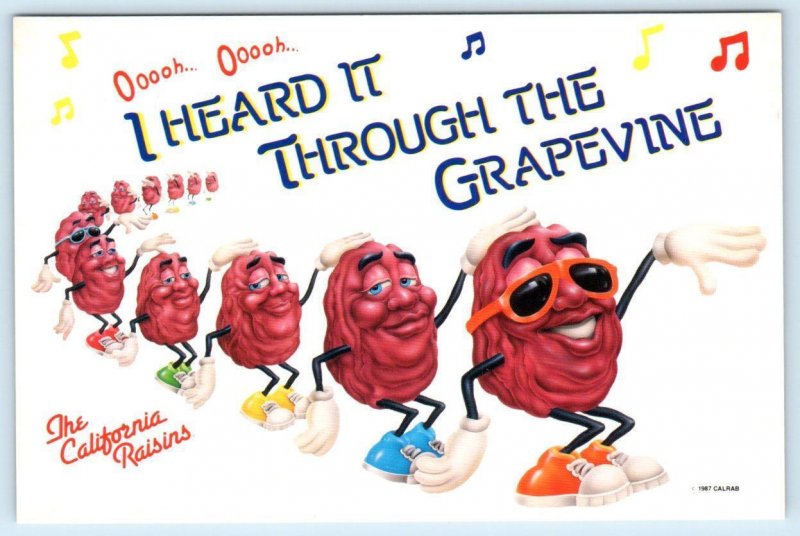 3 Postcards CALIFORNIA RAISIN Advertising Heard It Through the Grapevine 4x6