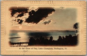 1910 Burlington, Vermont Postcard Lake Champlain View At The Close of Day 