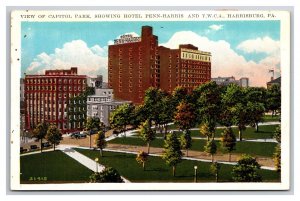 Capitol Park View Harrisburg PA Pennsylvania UNP WB Postcard N24