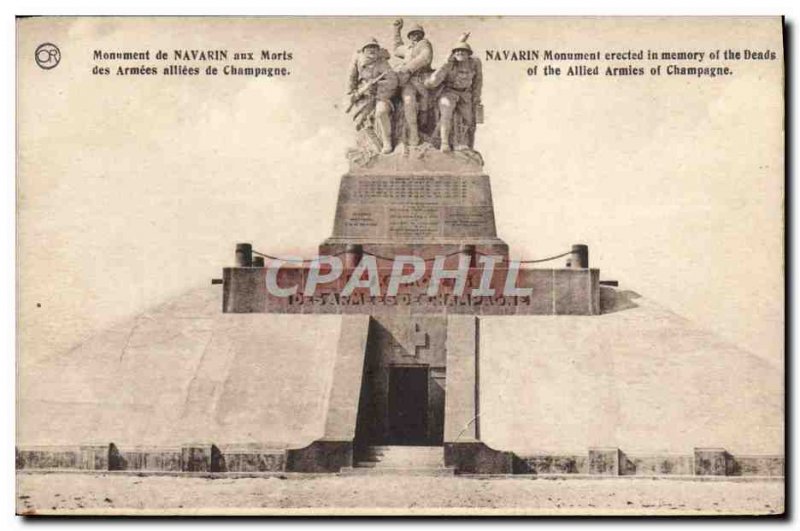 Old Postcard Nevers Navarino Monument Aux Morts the armed Allied Army Champagne