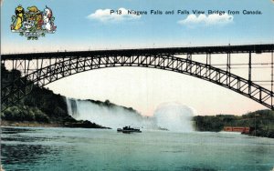 Canada Niagara Falls and Falls View Bridge from Canada Vintage Postcard 07.15