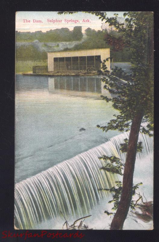 SULPHUR SPRINGS ARKANSAS THE DAM ANTIQUE VINTAGE POSTCARD