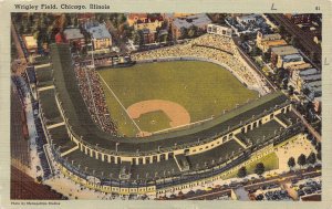 J74/ Baseball Stadium Sports Postcard Linen Chicago Wrigley Field 311