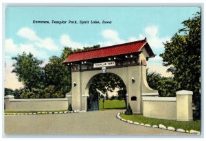 1952 Entrance Templar Park Scene Golf Course Spirit Lake Iowa IA Posted Postcard