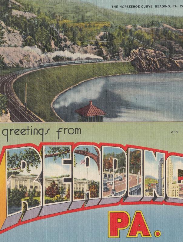 Horseshoe Curve Reading Greetings PA 2x Old USA Postcard s