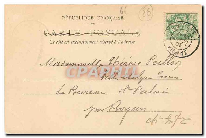 Old Postcard Poitiers courthouse and turn Monberon g