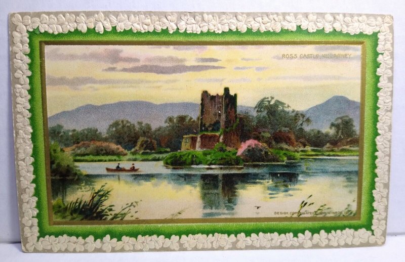 St Patrick's Day Postcard John Winsch Killarney Ross Castle Lake Canoe Germany