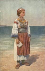Zara Croatia Yugoslavia Native Woman in Costume c1910 Postcard