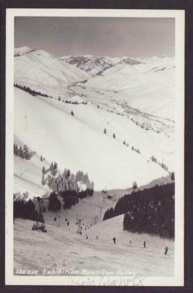 Exhibition Run Skiers,Sun Valley,ID Postcard 