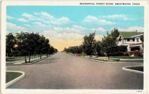 Old SWEETWATER Texas Tx Postcard RESIDENTIAL STreet Scene Homes