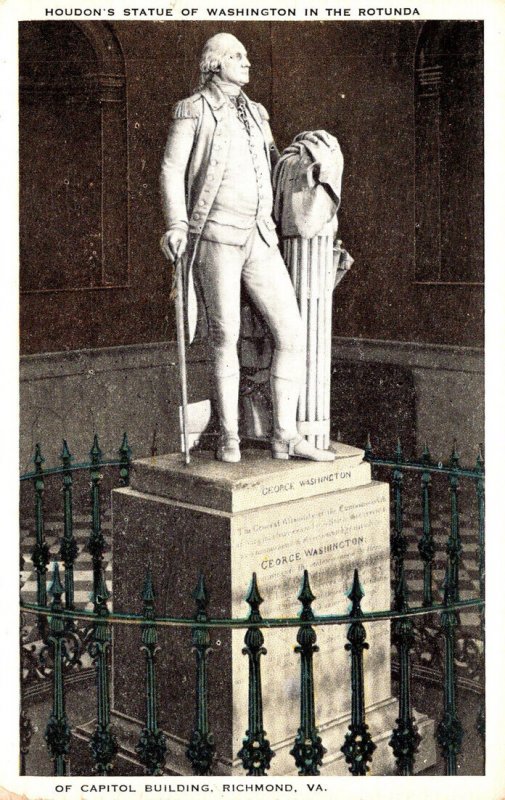 Virginia Richmond State Capitol Building Houdon's Statue Of Washington I...