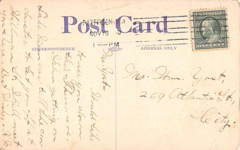 Paterson New Jersey Danforth Public Library Antique Postcard J58061