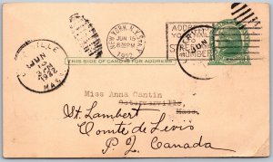 Postal Stationery Osterville Massachusetts c1922 Holy Communion Invite to Quebec