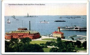 Postcard - Aquarium in Battery Park and New York Harbor - New York City, N. Y.