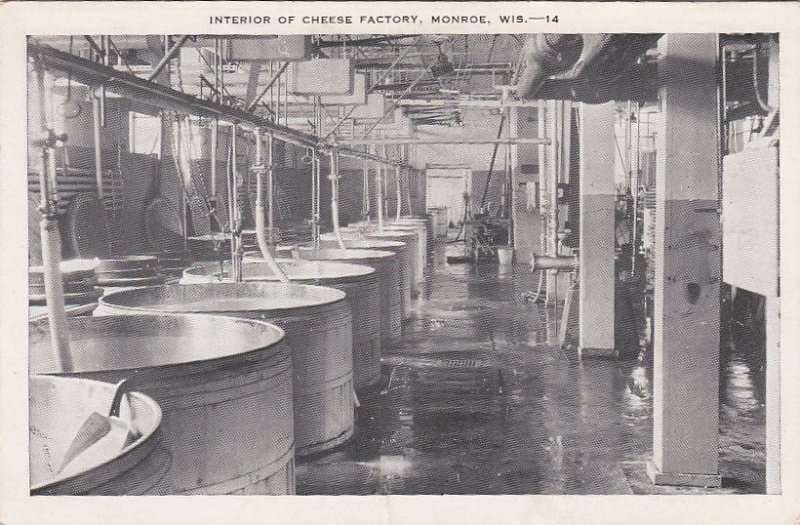 Postcard Interior of Cheese Factory Monroe WI