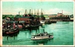 Coal Wharves Steamships Portsmouth New Hampshire NH 1910 Vtg Postcard