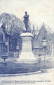 Confederate Monument Alexandria VA c1910 Vintage Postcard P185