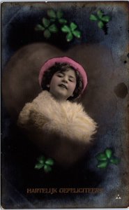 Victorian Girl Coloured Vintage RPPC C001