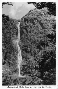 SUTHERLAND FALLS NEW ZEALAND-LEAP 815,715, 338 FEET~1960s PHOTO POSTCARD*