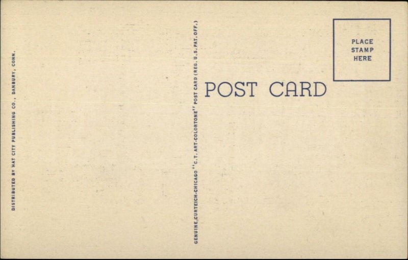 Danbury CT Large Letter Linen Art Deco Postcard