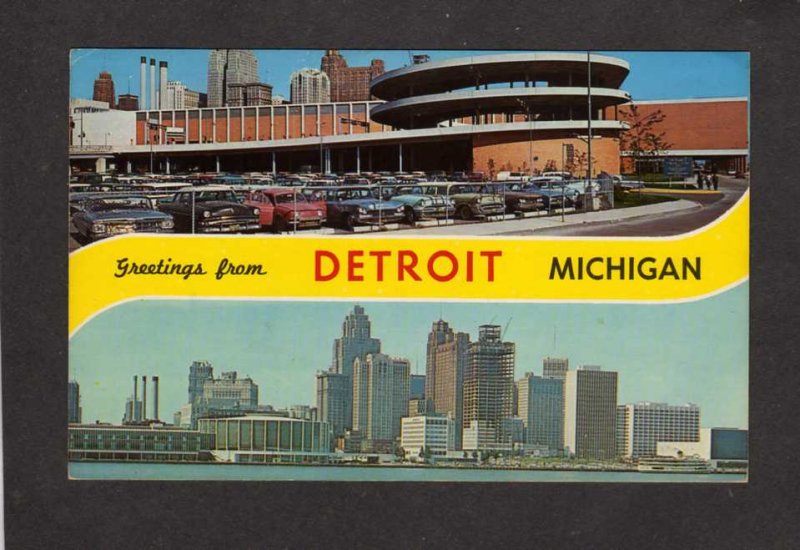 MI Greetings From Detroit Michigan Postcard Skyline View