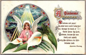 Easter Postcard Light Beaming Down on an Angel Lily Flower Religious