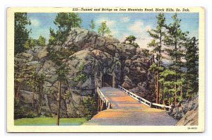 Tunnel & Bridge Iron Mountain Road Black Hills So. Dak. c1950 Postcard