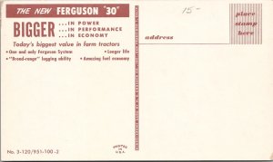 Ferguson 30 Farming Tractor Advertising Postcard Y5