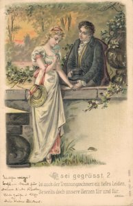 Artist Signed A. Wülier O Sei Gegrüsst 2 Couple Embossed Vintage Postcard 07.90