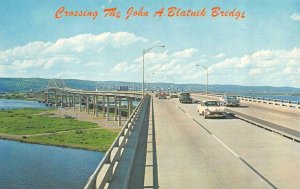 50's CARS Crossing JOHN A BLATNIK BRIDGE  Minnesota To Wisconsin  Postcard